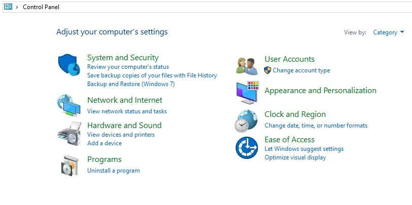 Programs and Features